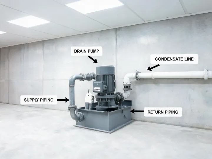 Commercial building drain pump system