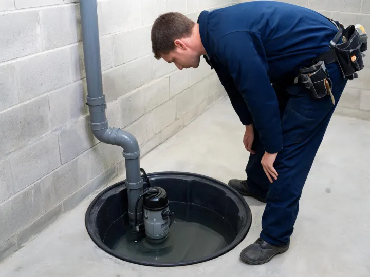 Residential basement waterproofing pump